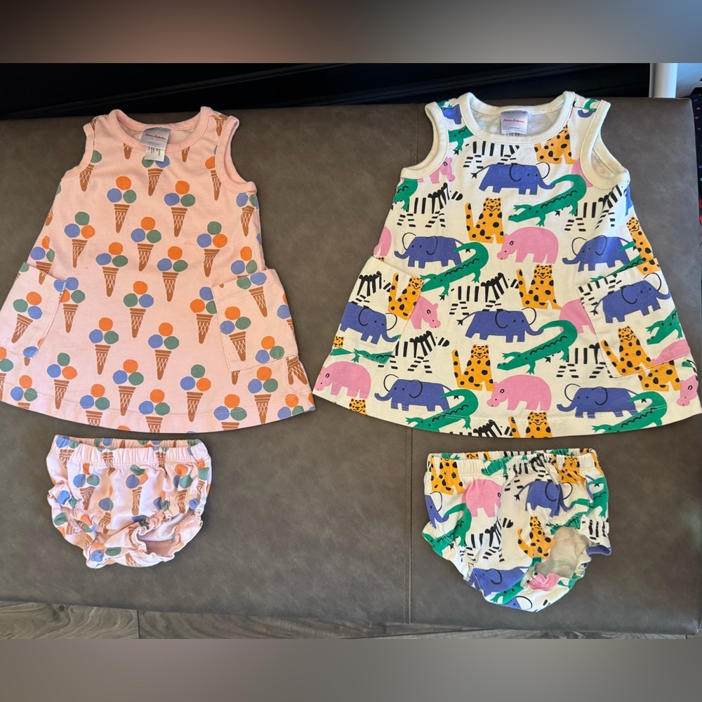 Hanna Anderson Colorful Ice Cream and Animal Print Baby Dresses